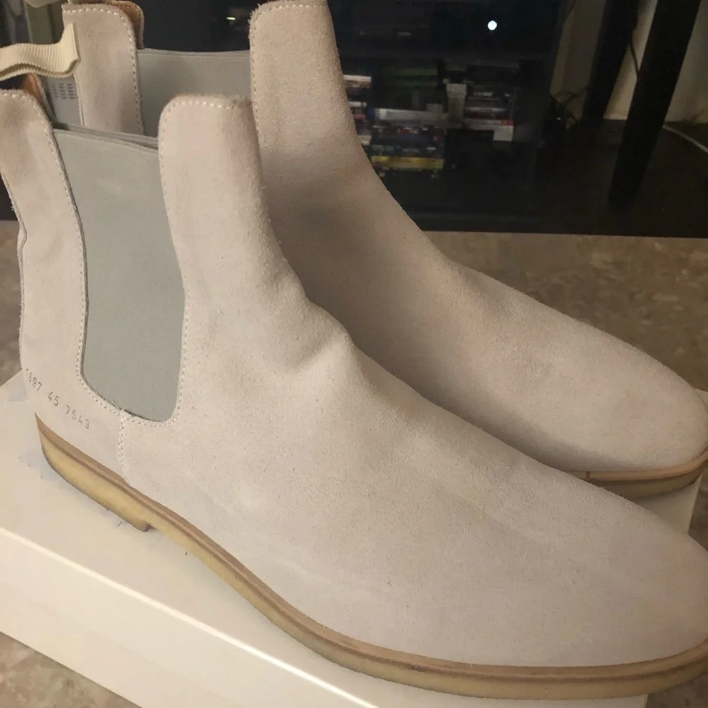 Common Projects Grey Suede Chelsea Boots